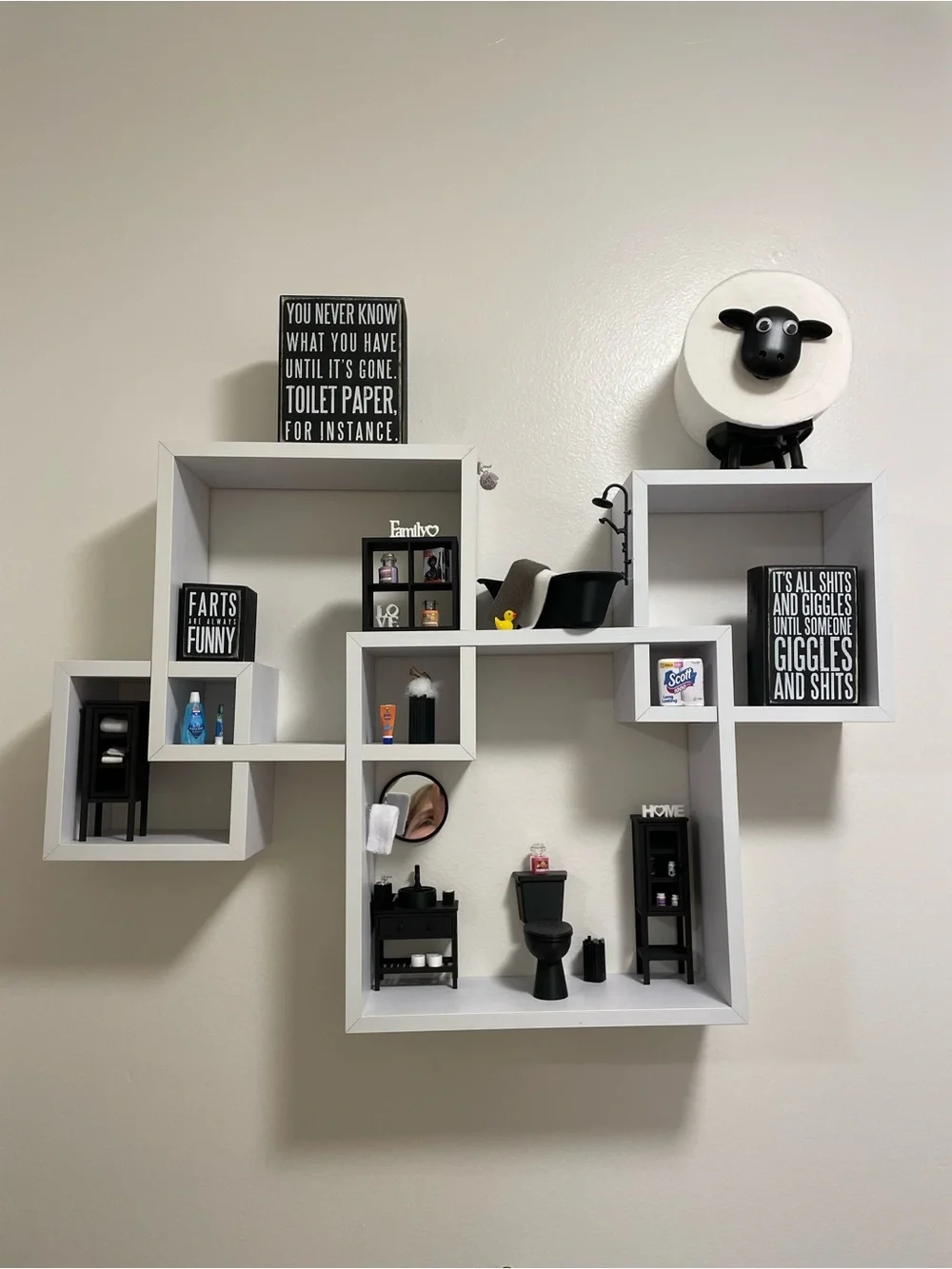 White Modular Cube Wall Shelf Modern Display Shelving